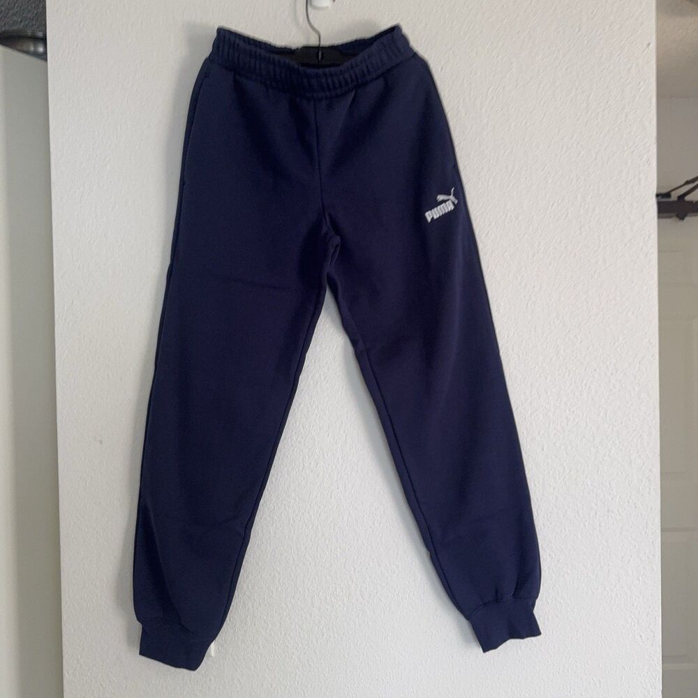 NEW Puma Sweatpants Mens Small Navy Blue Joggers Athletic Pants Casual Logo - Picture 2 of 16